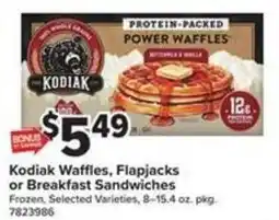 Giant Food Kodiak Waffles, Flapjacks or Breakfast Sandwiches offer