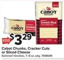 Giant Food Cabot Chunks, Cracker Cuts or Sliced Cheese offer