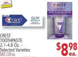 Ingles Markets Crest toothpaste offer
