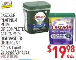 Ingles Markets Cascade platinum plus or complete actionpacs dishwasher detergent offer