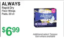Health Mart ALWAYS Rapid Dry Flexi-Wings Pads, 20 ct offer