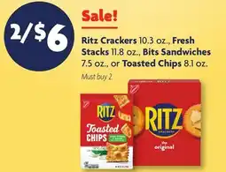 Family Dollar Ritz Crackers 10.3 oz., Fresh Stacks 11.8 oz., Bits Sandwiches 7.5 oz., or Toasted Chips 8.1 oz offer