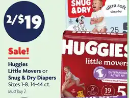 Family Dollar Huggies Little Movers or Snug & Dry Diapers offer