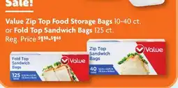 Family Dollar Value Zip Top Food Storage Bags 10-40 ct. or Fold Top Sandwich Bags 125 ct offer