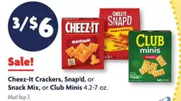Family Dollar Cheez-It Crackers, Snap'd, or Snack Mix, or Club Minis offer