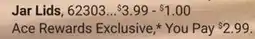Ace Hardware Jar Lids offer