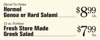 Morton Williams Hormel Genoa or Hard Salami offer