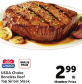 Safeway USDA Choice Boneless Beef Top Sirloin Steak offer