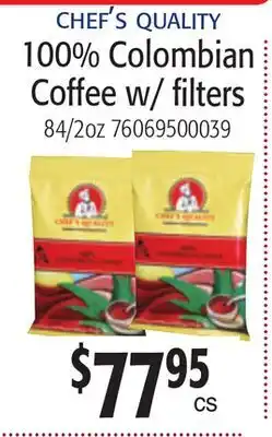 Restaurant Depot CHEF'S QUALITY 100% Colombian Coffee w/ filters offer