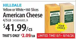 Restaurant Depot HILLDALE Yellow or White • 160 Slices American Cheese offer