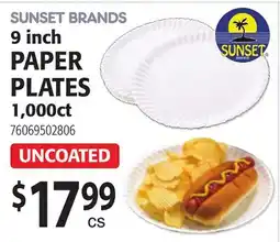 Restaurant Depot SUNSET BRANDS 9 inch PAPER PLATES offer