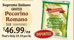 Restaurant Depot Supremo Italiano GRATED Pecorino Romano offer