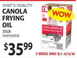 Restaurant Depot CHEF'S QUALITY CANOLA FRYING OIL offer