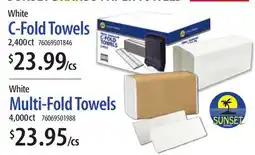 Restaurant Depot WHITE C-FOLD TOWELS 2,400 CT, WHITE MULTI-FOLD TOWELS 4,000 CT offer