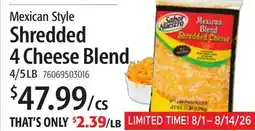 Restaurant Depot Mexican Style Shredded 4 Cheese Blend offer