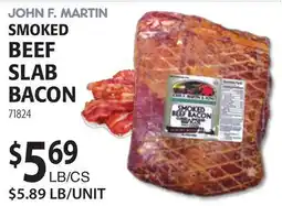 Restaurant Depot JOHN F. MARTIN SMOKED BEEF SLAB BACON offer