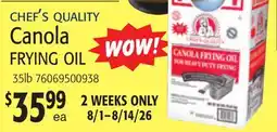 Restaurant Depot CHEF'S QUALITY Canola FRYING OIL offer