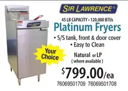 Restaurant Depot SIR LAWRENCE Platinum Fryers offer