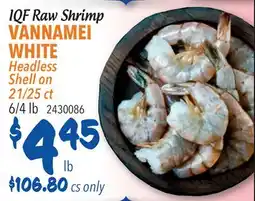 Restaurant Depot IQF Raw Shrimp VANNAMEI WHITE Headless Shell on 21/25 ct offer