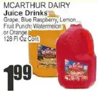 Key Food McArthur Dairy Juice Drinks offer
