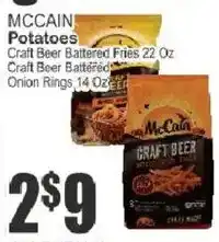 Key Food McCain Potatoes Craft Beer Battered Fries or Onion Rings offer