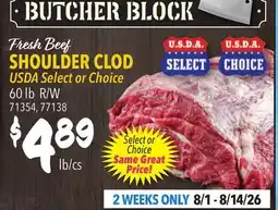 Restaurant Depot FRESH BEEF SHOULDER CLOTH offer
