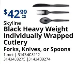 Restaurant Depot Skyline Black Heavy Weight Individually Wrapped Cutlery offer