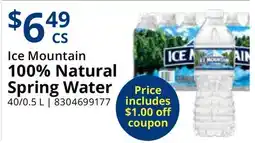 Restaurant Depot Ice Mountain 100% Natural Spring Water offer