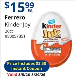 Restaurant Depot Ferrero Kinder Joy offer