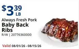 Restaurant Depot Always Fresh Pork Baby Back Ribs offer