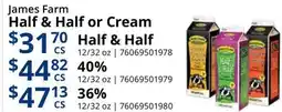 Restaurant Depot James Farm Half & Half or Cream offer
