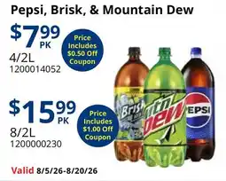 Restaurant Depot Pepsi, Brisk, & Mountain Dew offer