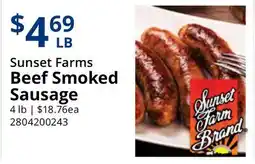 Restaurant Depot Sunset Farms Beef Smoked Sausage offer