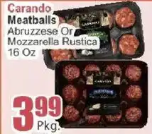 Key Food Carando meatballs abruzzese or mozzarella rustica offer