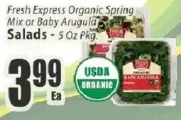 Key Food Fresh Express Organic Spring Mix or Baby Arugula Salads offer