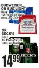 Key Food Budweiser or Bud Light Beer or Beck's Beer offer