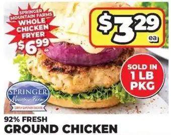 Springer mountain farms 92% fresh ground chicken