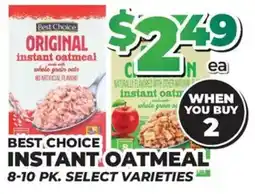 Price Cutter Best Choice instant oatmeal offer