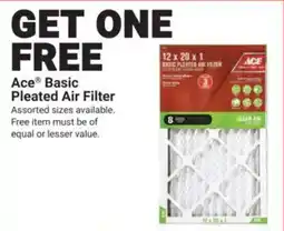 Ace Hardware Ace Basic Pleated Air Filter offer