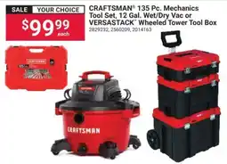 Ace Hardware Craftsman 135 Pc. Mechanics Tool Set or Versastack Wheeled Tower Tool Box offer