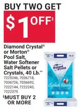 Ace Hardware Diamond Crystal or Morton Pool Salt, Water Softener Salt Pellets or Crystals offer