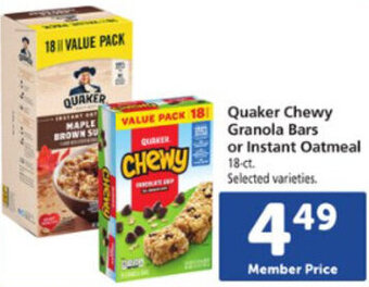 Safeway Quaker Chewy Granola Bars Or Instant Oatmeal offer