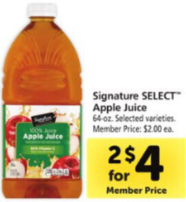 Safeway Signature Select Apple Juice offer