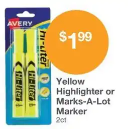 Kinney Drugs Avery Hi-Liter Yellow Highlighter or Marks-A-Lot Marker offer