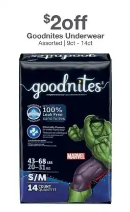 Kinney Drugs Goodnites Underwear offer