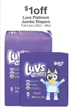 Kinney Drugs Luvs Platinum Jumbo Diapers offer