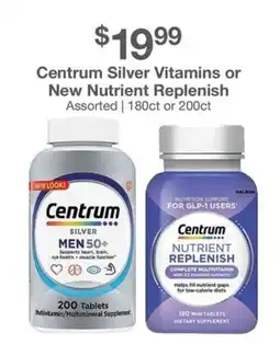 Kinney Drugs Centrum Silver Vitamins or New Nutrient Replenish offer