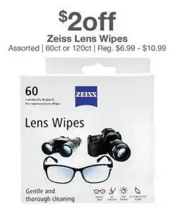 Kinney Drugs Zeiss lens wipes offer