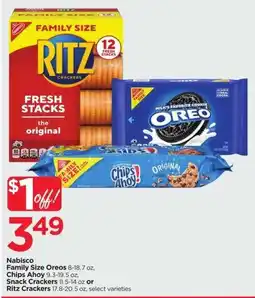 Cub Foods Nabisco Family Size Oreo, Chips Ahoy, Snack Crackers or Ritz Crackers offer