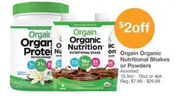 Kinney Drugs Orgain Organic Nutritional Shakes or Powders offer